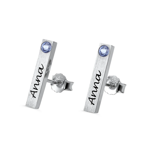 Personalized Bar Earrings with Birthstones