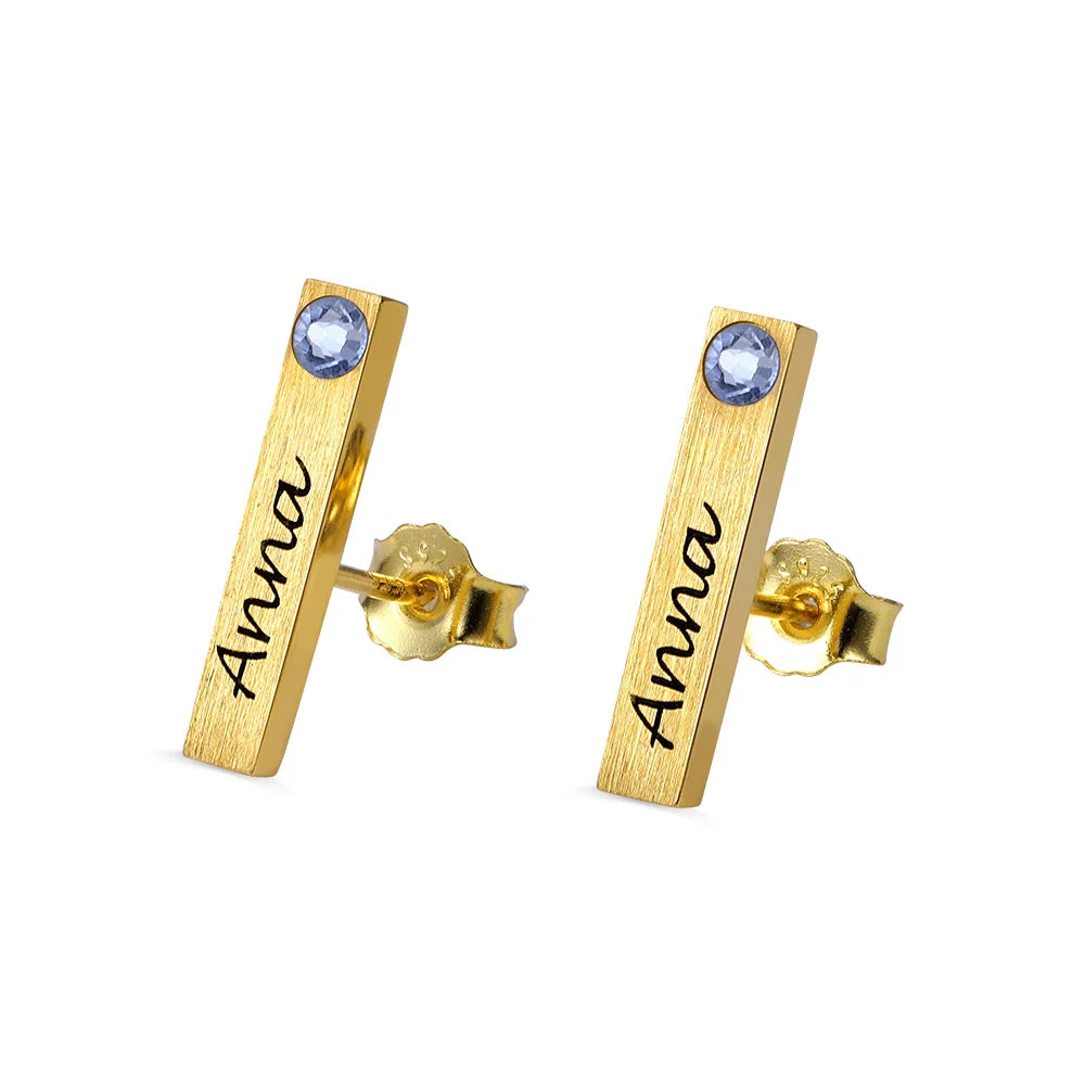 Personalized Bar Earrings with Birthstones