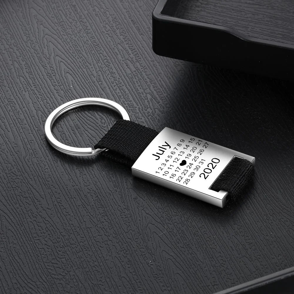 Personalized Calendar Keychain Engraved Photo Keychain