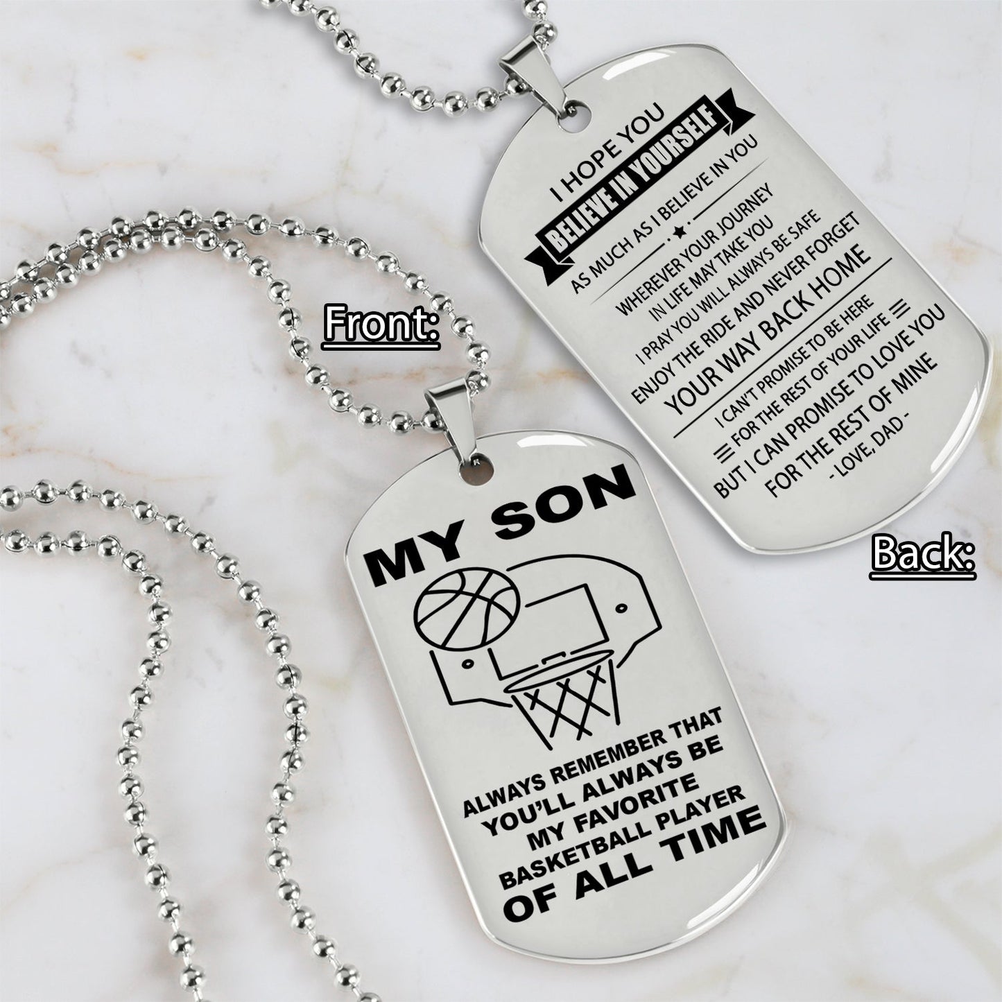 Customizable basketball dog tag, gifts from dad mom to son- It is not about better than someone else, It is about being better than you were the day before, Be strong be brave be humble-DS2