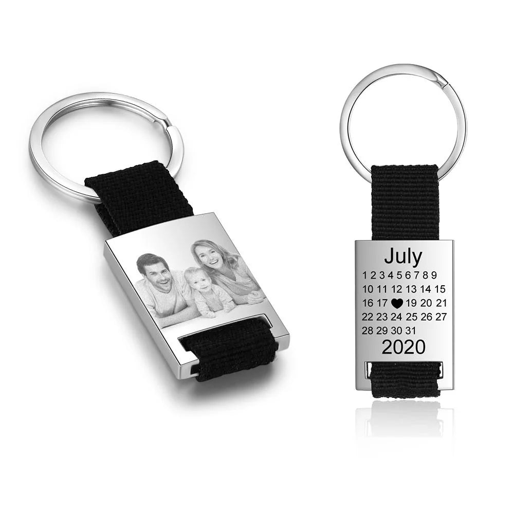 Personalized Calendar Keychain Engraved Photo Keychain