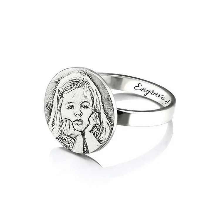 Personalized Photo Engraved Ring Memorial Gift