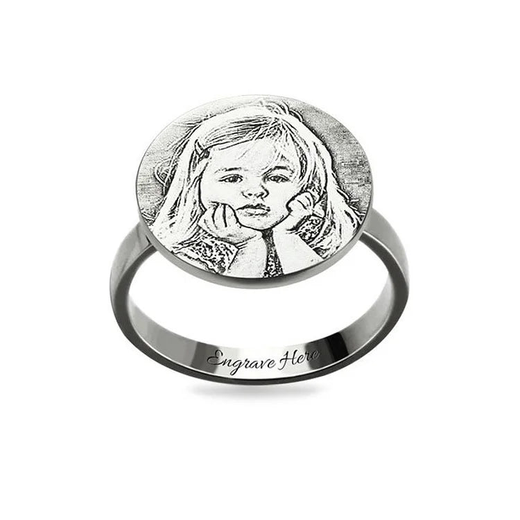 Personalized Photo Engraved Ring Memorial Gift