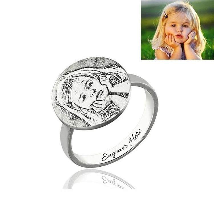 Personalized Photo Engraved Ring Memorial Gift