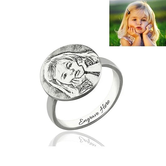 Personalized Photo Engraved Ring Memorial Gift