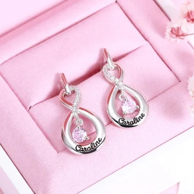 Personalized Infinity Name Earrings with Dance Birthstone