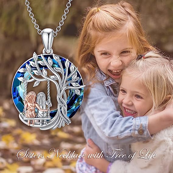 925 Sterling Silver Tree of Life Sisters Necklace