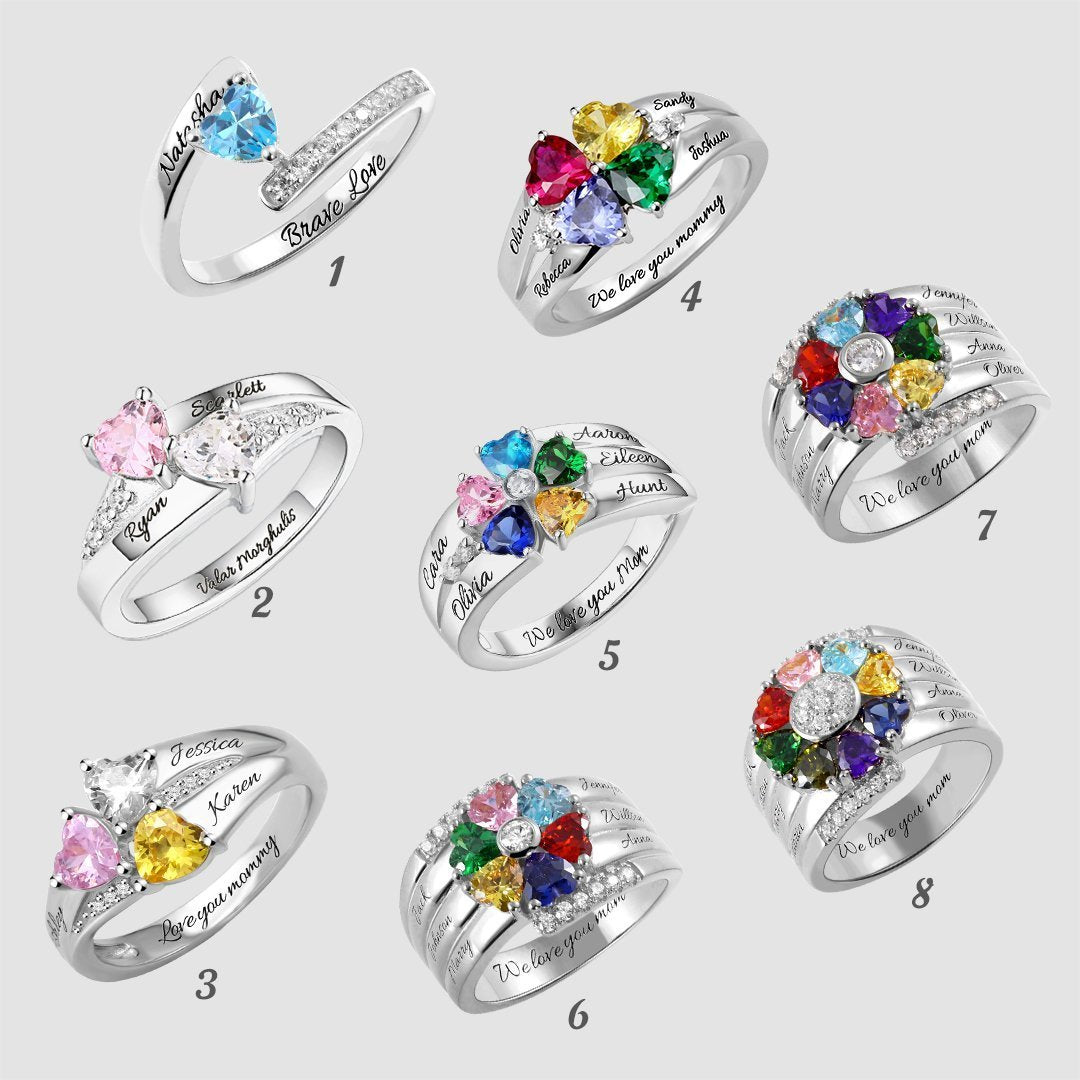 Personalized Heart Birthstone Ring