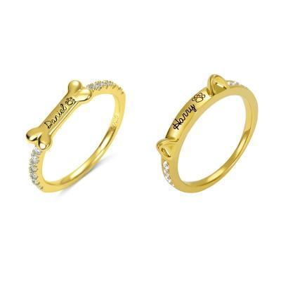 Engraved Ear & Bone Shaped Pet Ring