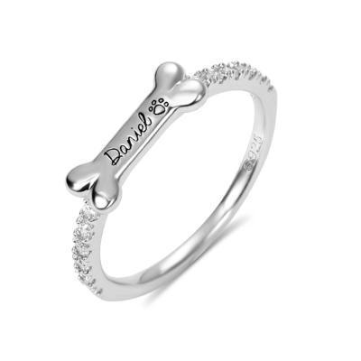 Engraved Ear & Bone Shaped Pet Ring