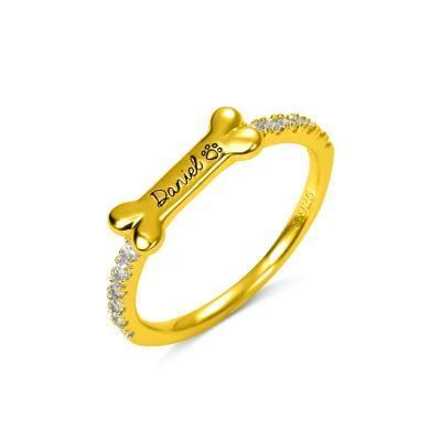 Engraved Ear & Bone Shaped Pet Ring