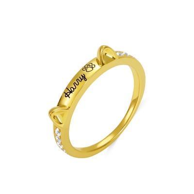 Engraved Ear & Bone Shaped Pet Ring