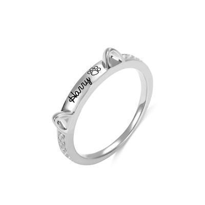 Engraved Ear & Bone Shaped Pet Ring