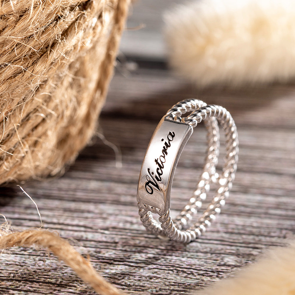 Personalized Twisted Rope Ring