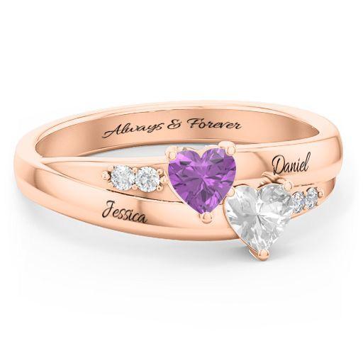 Personalized Heart Birthstone Ring