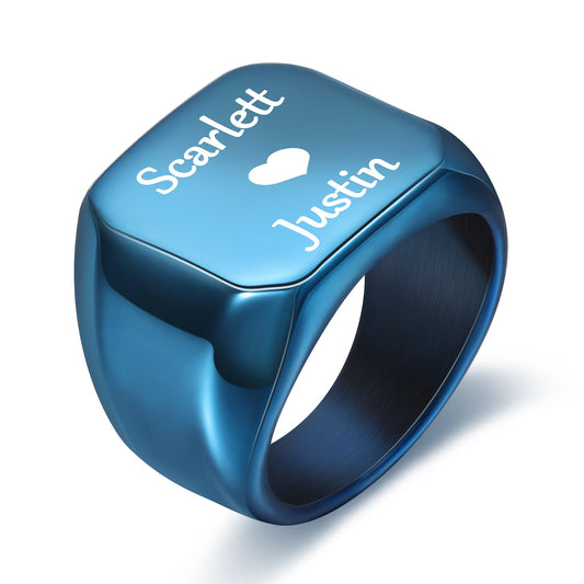 Personalized Name Ring Thumb Ring Titanium Stainless Ring for Men