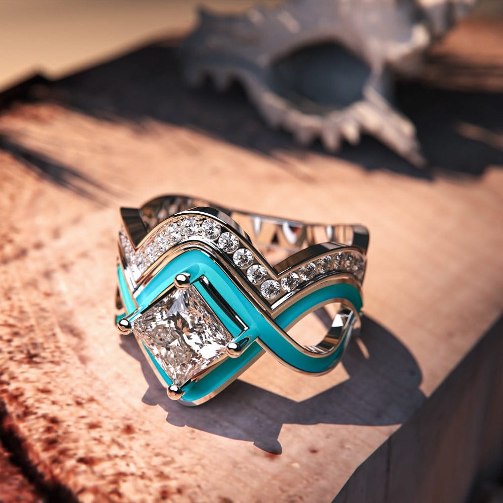 Turquoise Ocean Wave Ring - S925 Sterling Silver