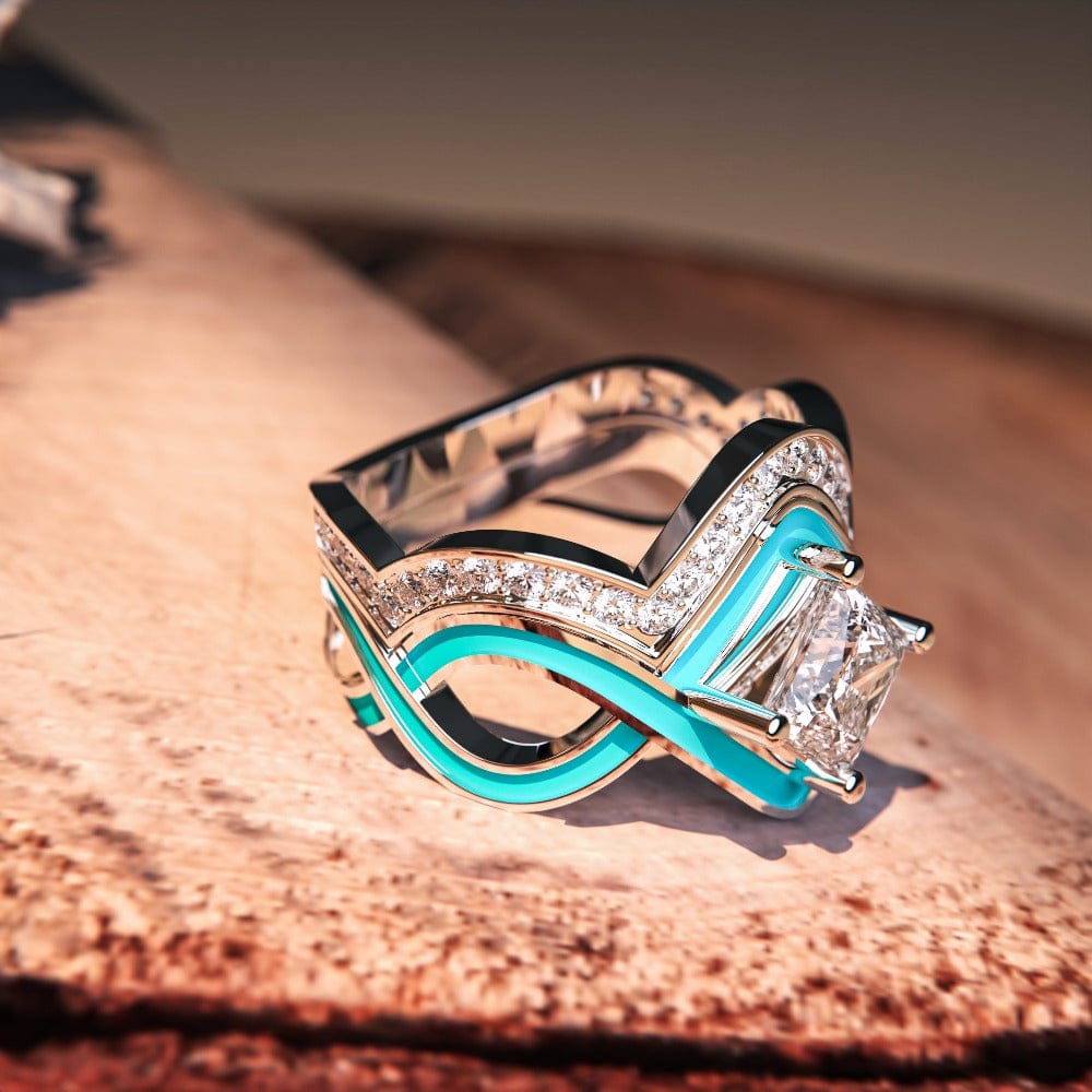 Turquoise Ocean Wave Ring - S925 Sterling Silver