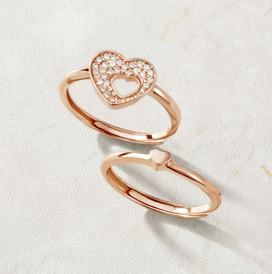 Heart shape matching rings S925