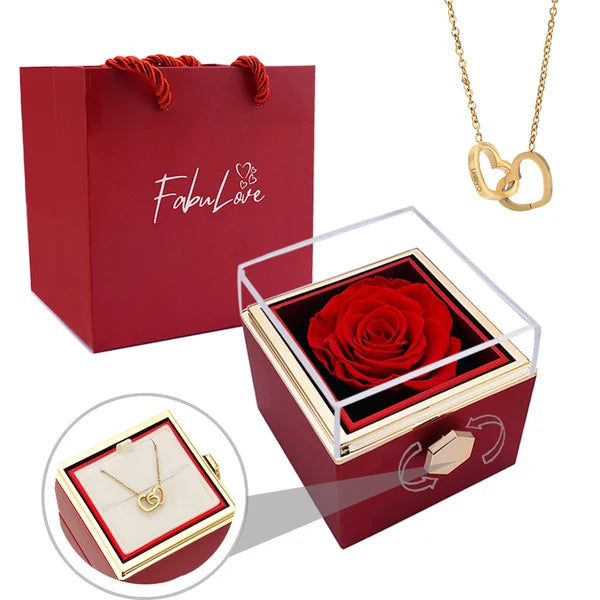 Eternal Rose Box - W/ Engraved Necklace & Simulated Rose