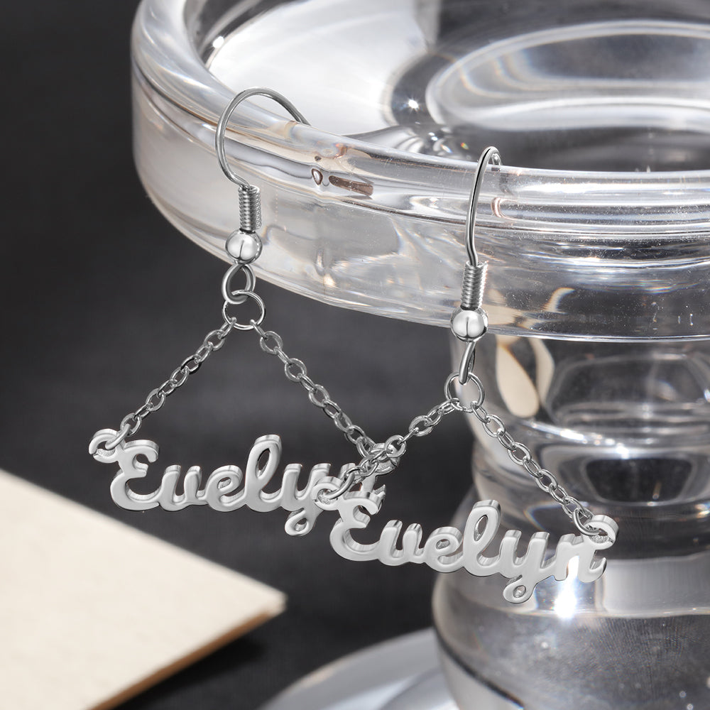 Personalized Name Earrings Custom Drop Earrings for Women