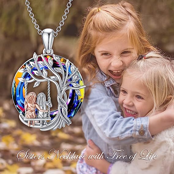 925 Sterling Silver Tree of Life Sisters Necklace