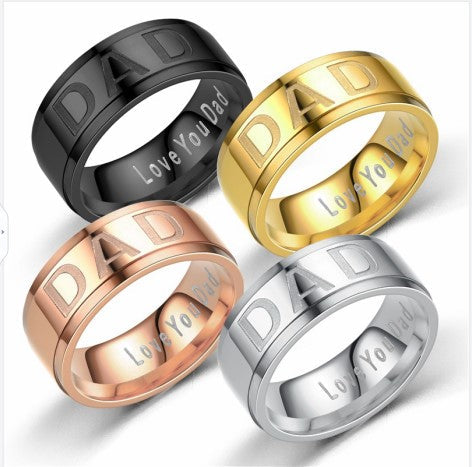 Love You Dad Titanium Steel Ring Father's Day Gift