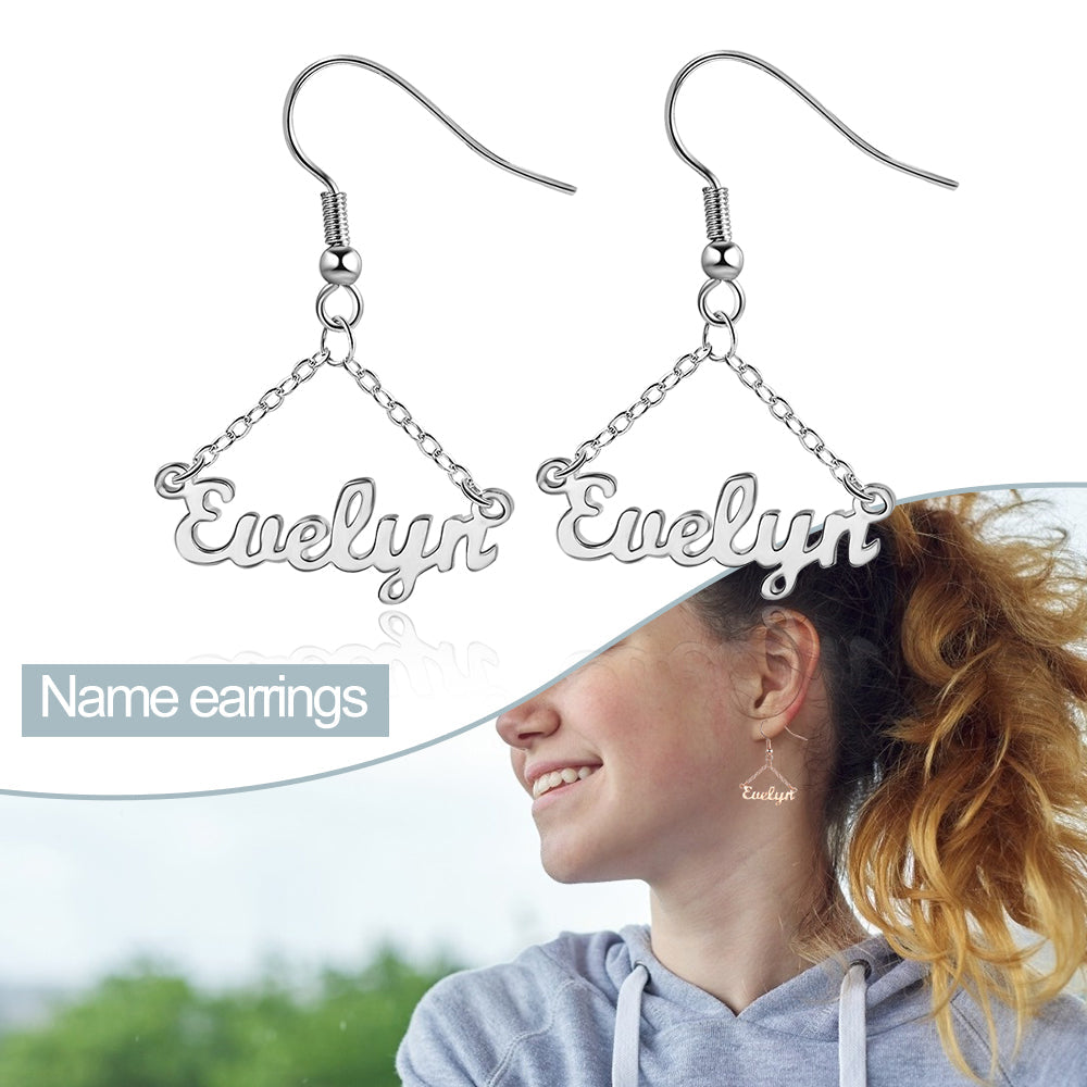 Personalized Name Earrings Custom Drop Earrings for Women