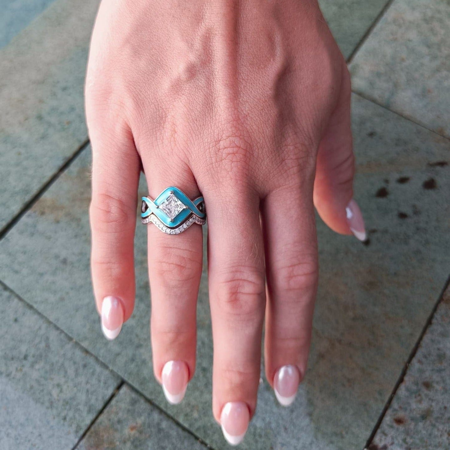 Turquoise Ocean Wave Ring - S925 Sterling Silver