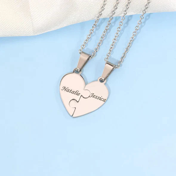 Personalized Heart Puzzle Piece Necklace or Keychain