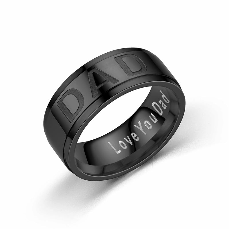 Love You Dad Titanium Steel Ring Father's Day Gift