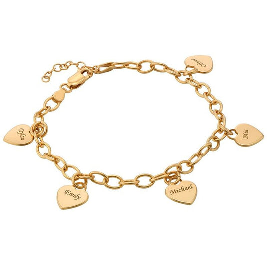 Link Bracelet with Heart Charms