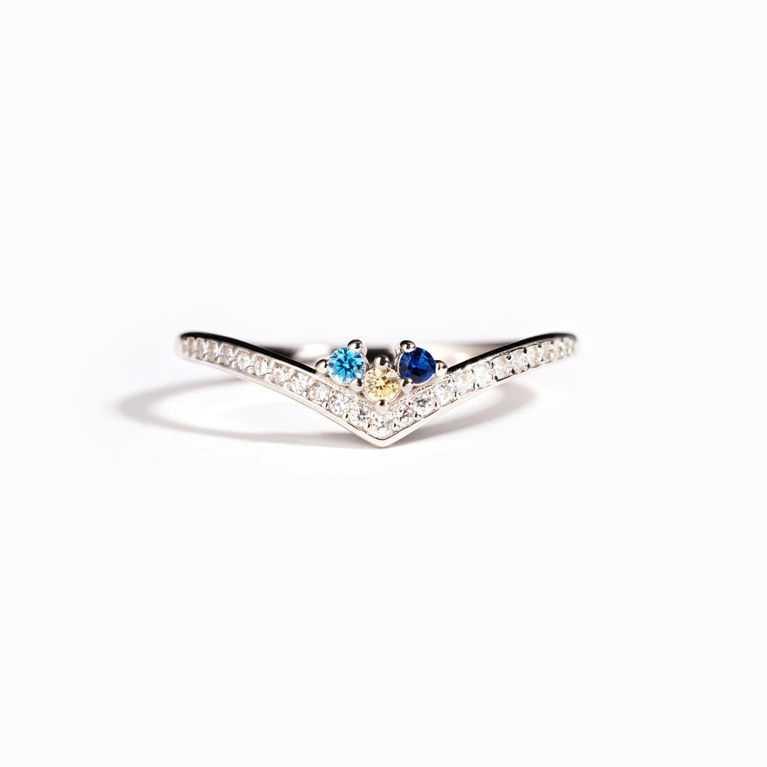 1-6 Birthstones Chevron Pave Ring