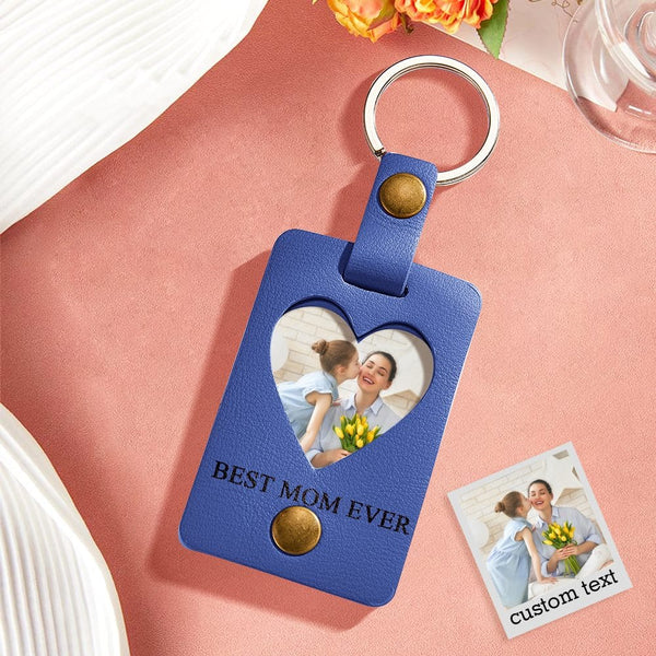 Custom Photo Engraved Keychains Heart-shaped Leather Gifts