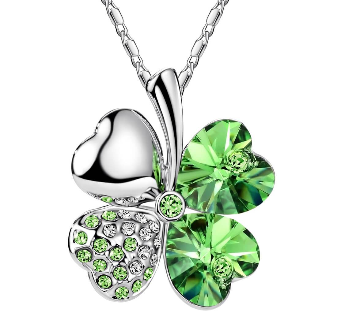 Green Four Heart Clover Necklace