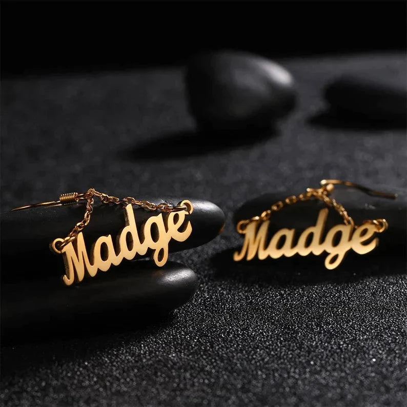 Personalized Name Earrings Custom Drop Earrings for Women