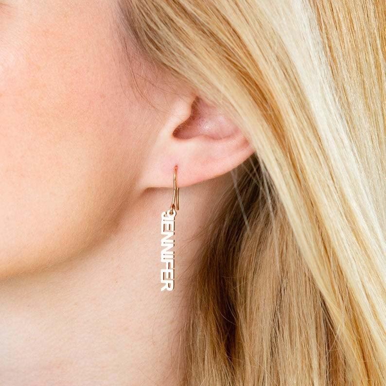 Personalized Name Drop Earrings Gifts for Her