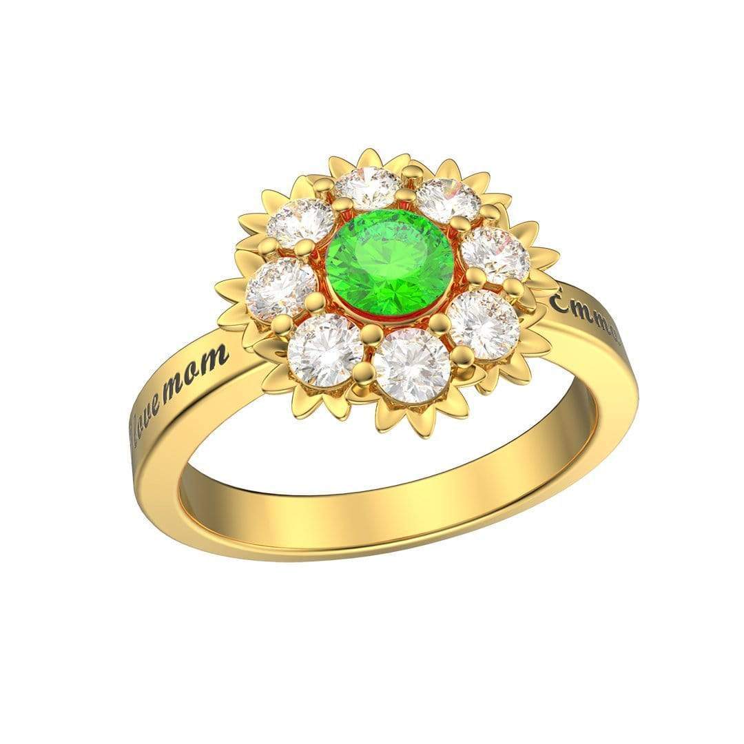 Custom Carnation Diamond Ring With BirthStone