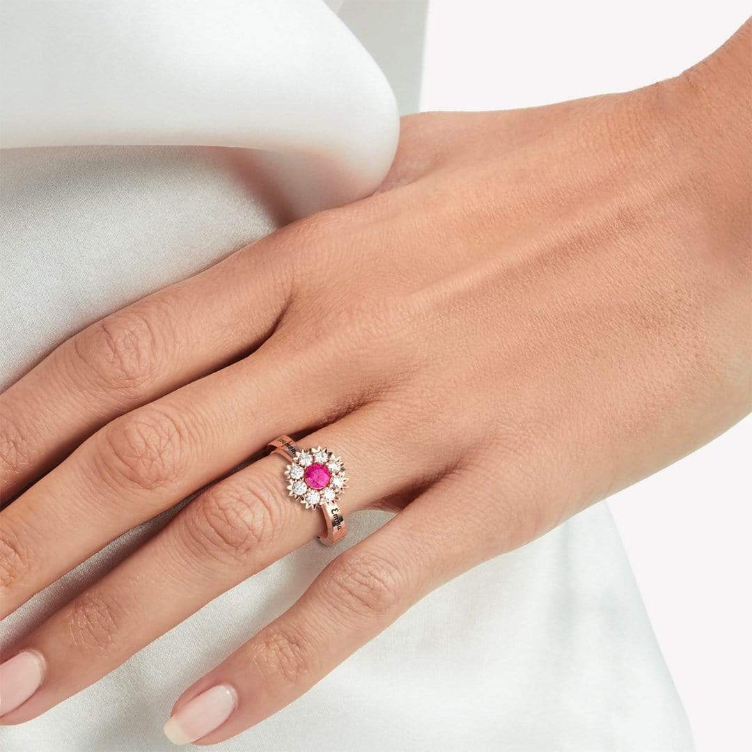 Custom Carnation Diamond Ring With BirthStone