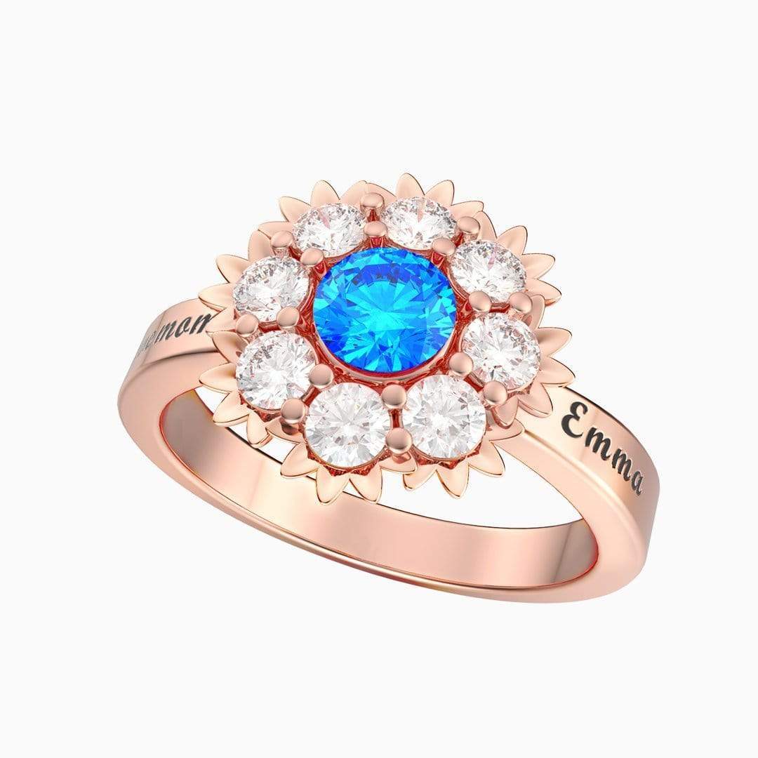 Custom Carnation Diamond Ring With BirthStone