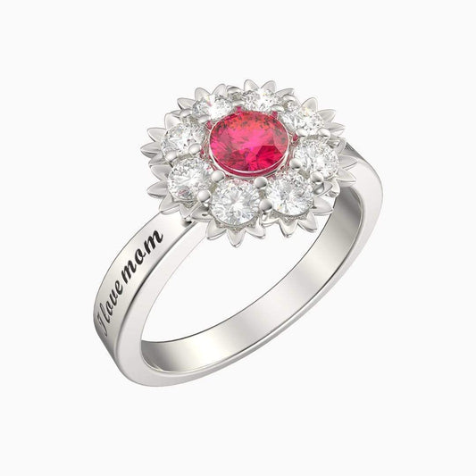 Custom Carnation Diamond Ring With BirthStone