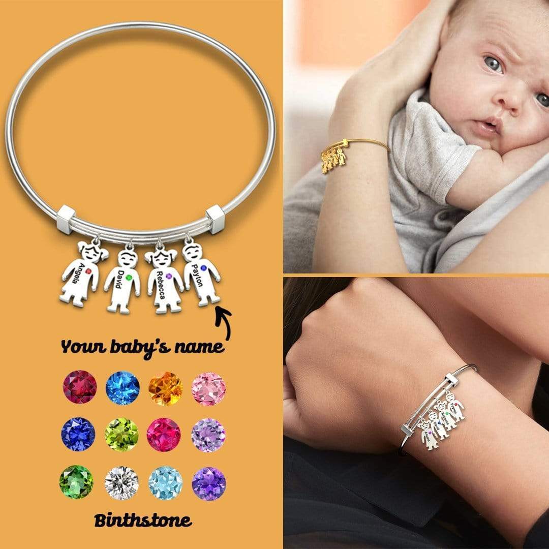 Customized Family Kids birthstone Charm Bracelet