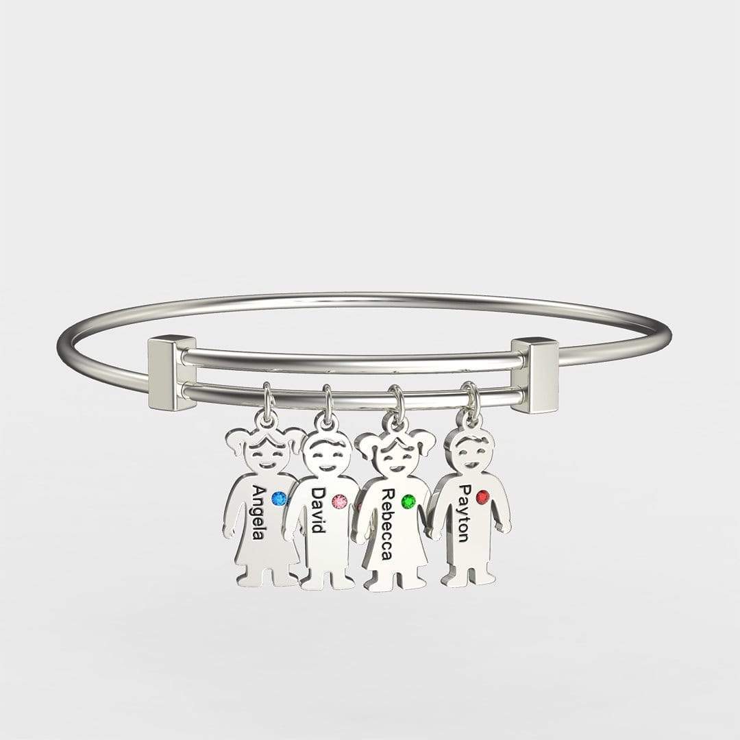 Customized Family Kids birthstone Charm Bracelet