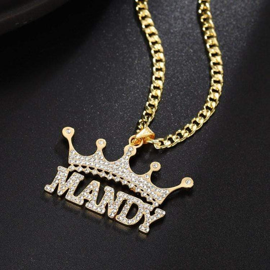 Diamond Crown Name Necklace