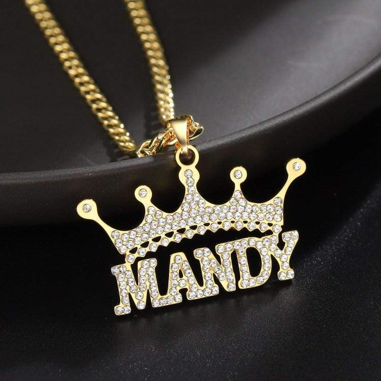 Diamond Crown Name Necklace