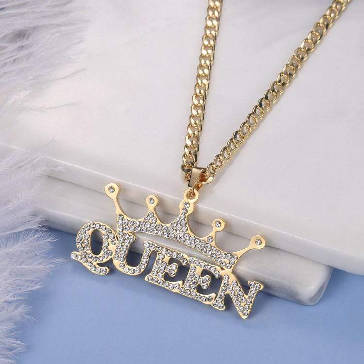 Diamond Crown Name Necklace