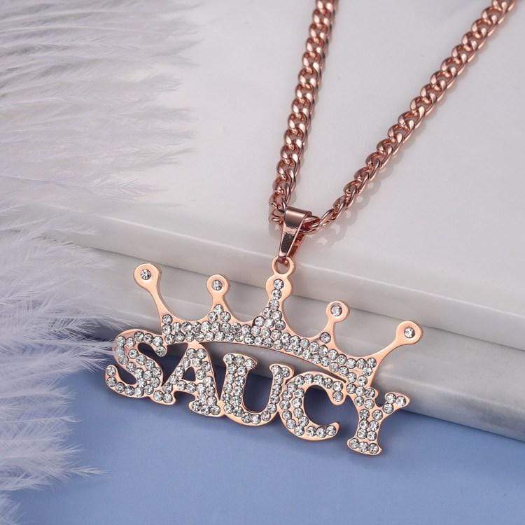 Diamond Crown Name Necklace