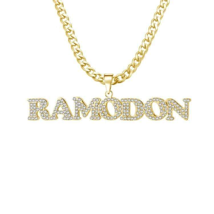 Iced Out Crystal Name Necklace with Whip Chain