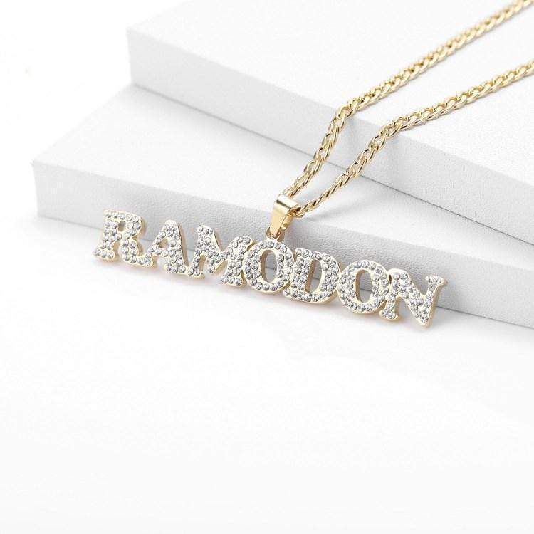 Iced Out Crystal Name Necklace with Whip Chain