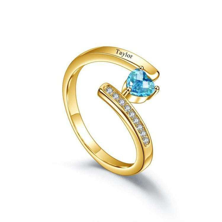 Heart Birthstone 1 Name Ring